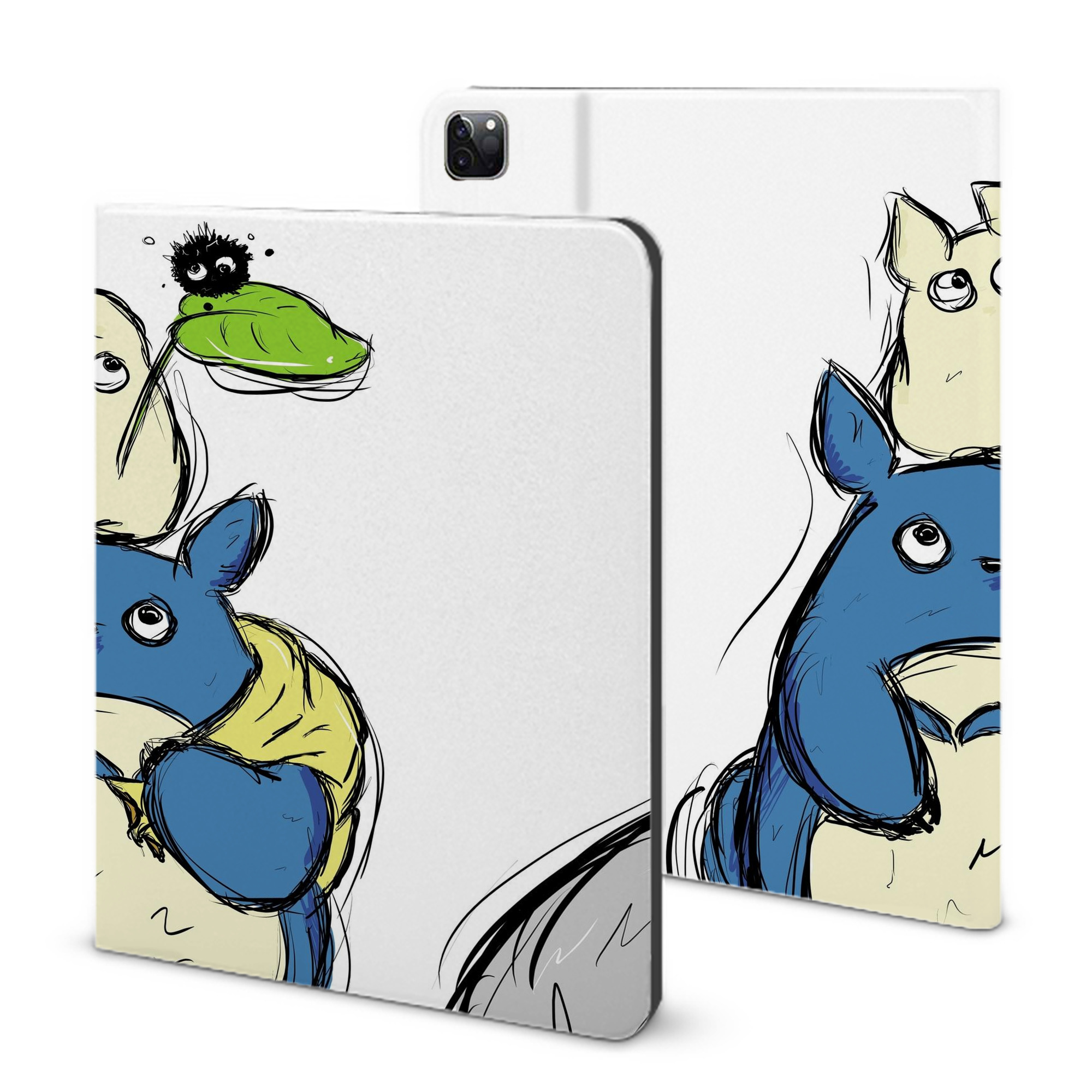 （画像用） となりのトトロ 草壁メイ 草壁サツキ My Neighbor Totoro Satsuki Kusakabe Mei Kusakabe IPad ケース ブック型 PUレザー TPU 耐衝撃 軽量 薄型 ペン収納なし 全面保護 IPad 各モデル対応